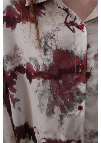 Baskılı Gömlek - Bordo fırsatları