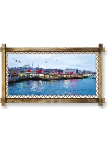 Kanvas Istanbul Manzara LED Işıklı Rustik Tablo
