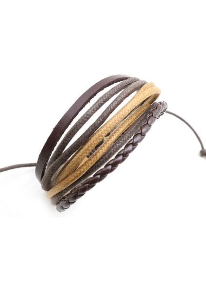 Yeni Renk Çok Daireli Retro Örgülü Rahat Bilezik Renkli Balmumu Hattı Dana Derisi Bilezik Bilezik Ayarlanabilir Boyut 18,5 Cm-23 cm (Yurt Dışından)