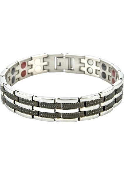 Sıcak Satış Mıknatıs Siyah Altın Paslanmaz Çelik Bilezik Kakma Mıknatıs Elektrokaplama Bilezik 21.cm (Yurt Dışından)