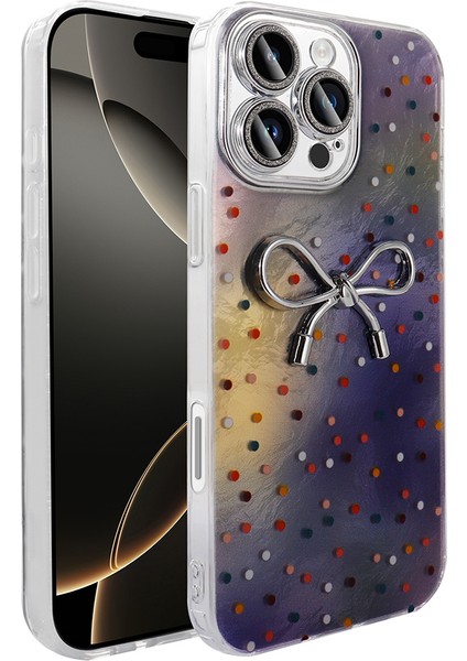 iPhone 16 Pro Max Kılıf Kamera Korumalı Figürlü Zore Ponti Silikon Kapak - Lila