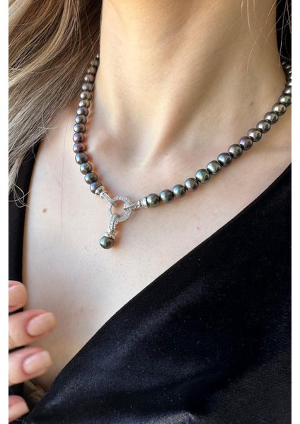 925 Ayar Gümüş 8 mm Zirkon Taşlı Halka Kilitli Doğal İnci Küpe Kolye Bileklik Üçlü Set fırsatları