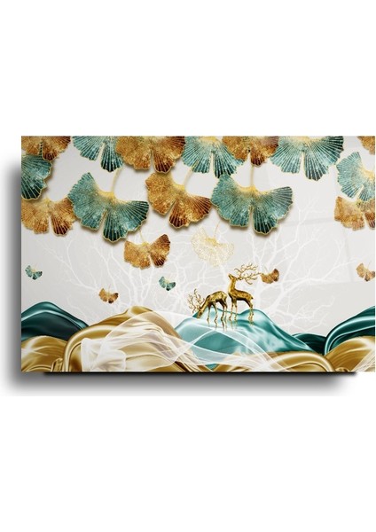 Gold Çiçekler Cam Tablo | Hediyelik, Dekoratif, Ofis, Mutfak modelleri