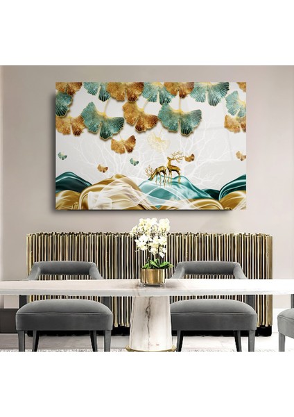 Gold Çiçekler Cam Tablo | Hediyelik, Dekoratif, Ofis, Mutfak fırsatları