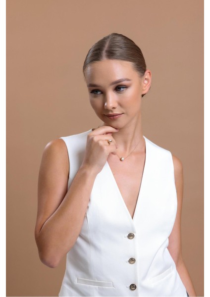 14 Ayar Altın 8 mm Tek Doğal Inci Kolye Yüzük Ikili Set indirimleri