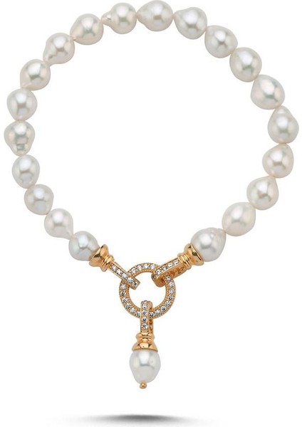 925 Ayar Gümüş Halka Kilitli Doğal Inci Bileklik