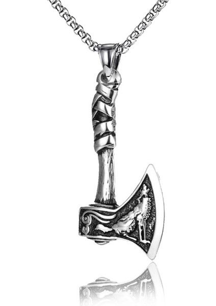 Wolf Axe Paslanmaz Çelik Kolye Kolye Ucu Kişiselleştirilmiş Kolye (Yurt Dışından)