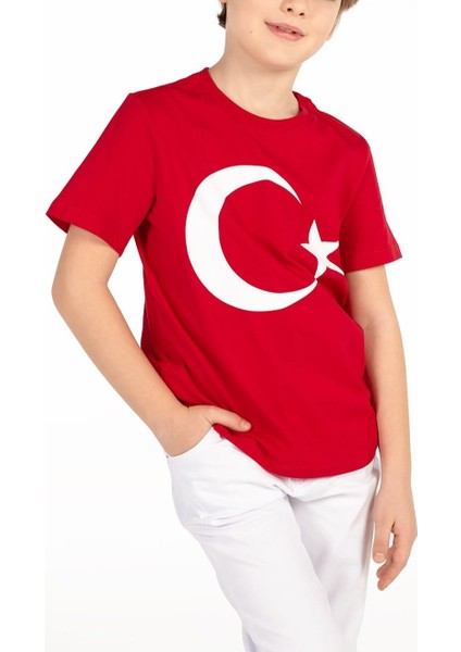 Çocuklar Için Unisex Ay Yıldızlı (Türk Bayraklı) Tişört 23 Nisan Için