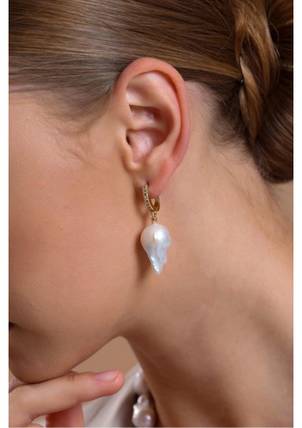 14 Ayar Altın 20 mm Halka Kilitli Barok Doğal İnci Küpe Kolye Bileklik Üçlü Set fırsatları