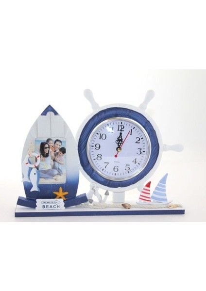 Ahşap Marin Dümenli Çerçeveli Saat Model 1