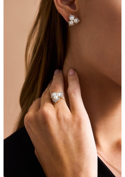 14 Ayar Altın 5 mm Zirkon Taşlı Doğal İncili Küpe Kolye Yüzük Üçlü Set fırsatları