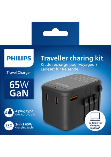 CHP9000BK/62 65W Evrensel Gan Şarj Cihazı 2xusb-C, 1xusb-A Siyah