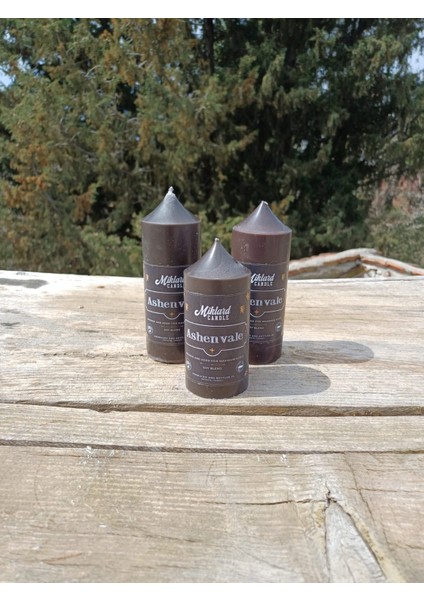 Miklard Silindir Mum 3 Lü Pudra Kokulu Süper Siyah Set Çap 5 cm Boylar 8-11-14 cm