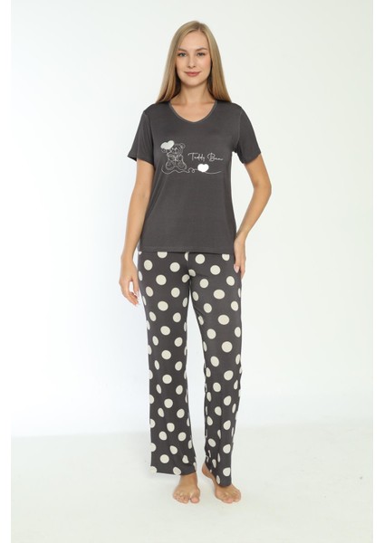 Kadın Kısa Kol Füme Pijama Takım C6T4N7O-048 fiyatları