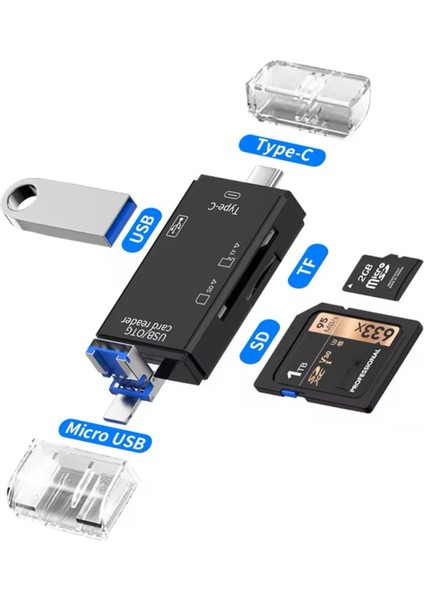 6in1 Type-C To Usb/micro Sd Card Reader Okuyucu Çevirici - AL5089
