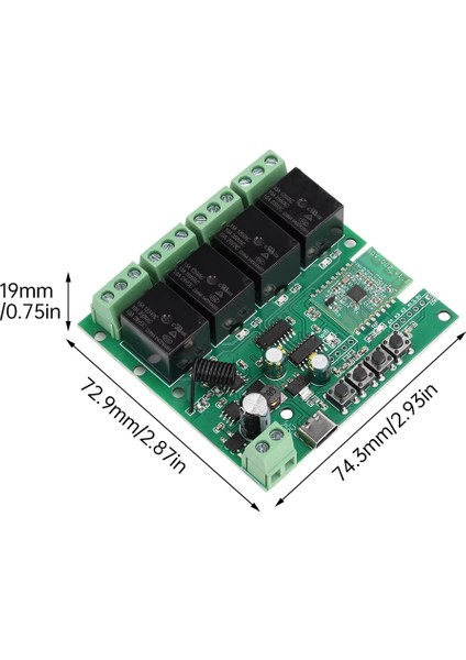 4 Kanal Wifi Kuru Kontak Role Kartı RF 433 Mhz Özellikli