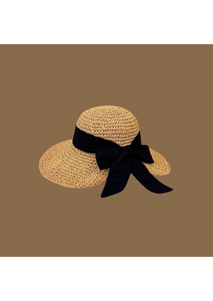 Hasır Şapka Kadın Güneşlik Güneş Kremi Büyük Ağız Şapka Ins Küçük Qingxin Ilkbahar ve Yaz Gezisi Plaj Tatili Tatlı Mori Güneş Şapkası (Yurt Dışından)