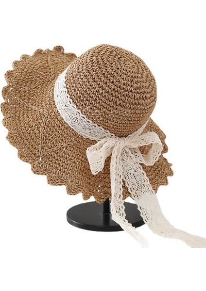 Hasır Şapka Kadın Güneşlik Güneş Kremi Büyük Ağız Şapka Ins Küçük Qingxin Ilkbahar ve Yaz Gezisi Plaj Tatili Tatlı Mori Güneş Şapkası (Yurt Dışından)