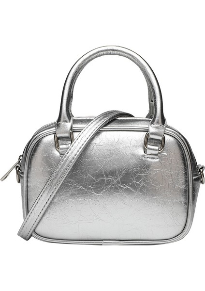 Kore Tarzı Model Parlak Pu Doku Yuvarlak Crossbody Omuz Çantası (Yurt Dışından)