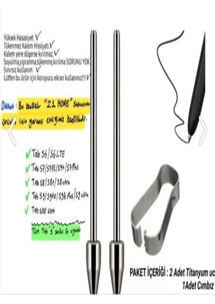 Samsung S Pen Tablet Uyumlu Kalem Ucu (Metal)Tab S6/S6LTE/S7FE/S7ULTRA/S8 /s8 ULTRA/S9/S9FE Ultra S10/S10 (2tane)