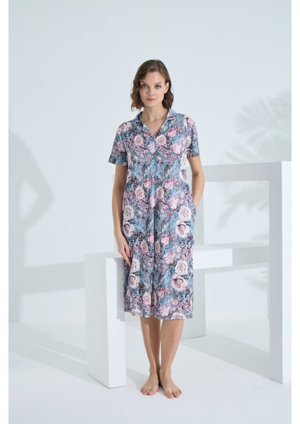 Bambu Kısa Kol Cepli Yazlık Kadın Gecelik 72960 fırsatları