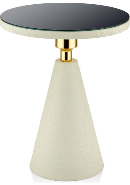 Seta Te x tured Dark Sehpa Cream Gold 42*42*52 cm