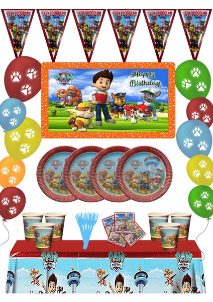 Paw Patrol Afişli Doğum Günü Parti Malzemeleri Süsleri Seti