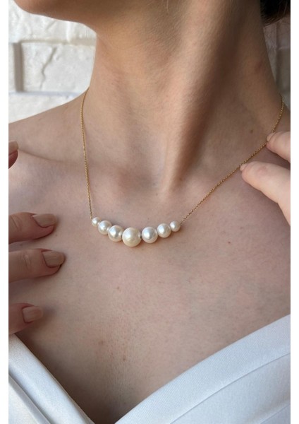 14 Ayar Altın 10 mm Süzme Doğal Inci Kolye Bileklik Ikili Set fırsatları