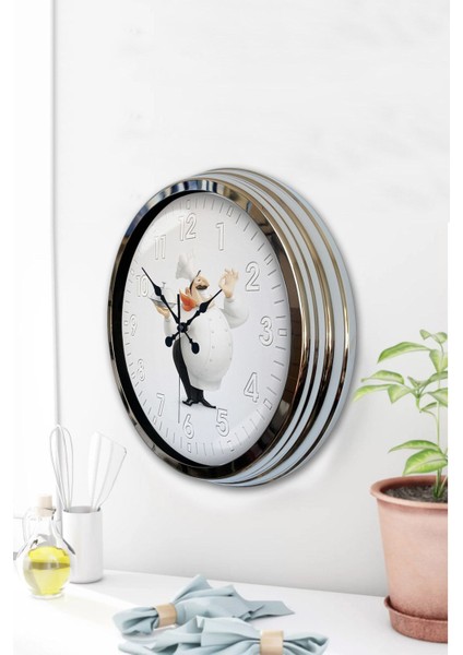 40 cm Krom Metal Mutfak Duvar Saati Bej Geometrik Modern Tasarım modelleri