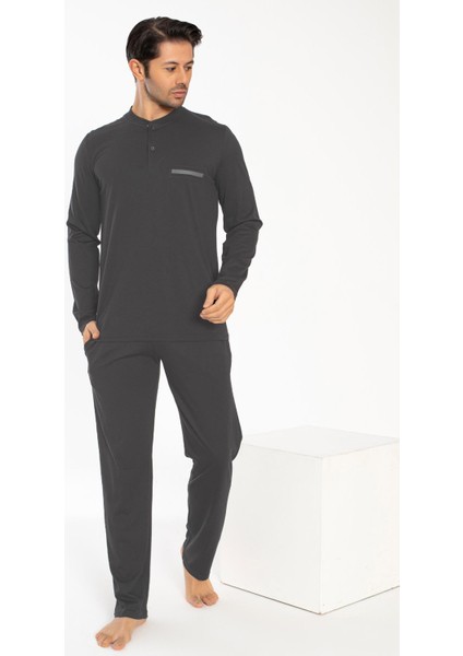 Erkek Uzun Kol Füme Pijama Takım C7T2N0O-049