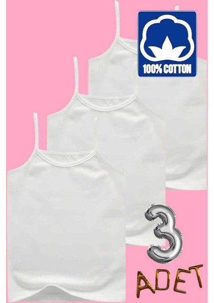 Kız Çocuk % 100 Pamuklu 3'lü Premium Penye Atlet indirimleri