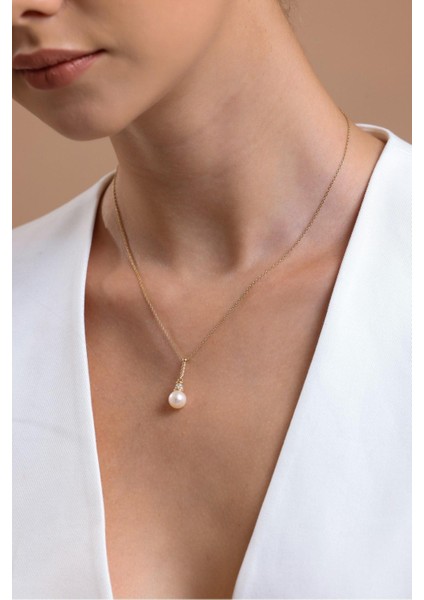 14 Ayar Altın 8 mm Burgulu Zirkon Taşlı Doğal Inci Küpe Kolye Yüzük Üçlü Set fırsatları