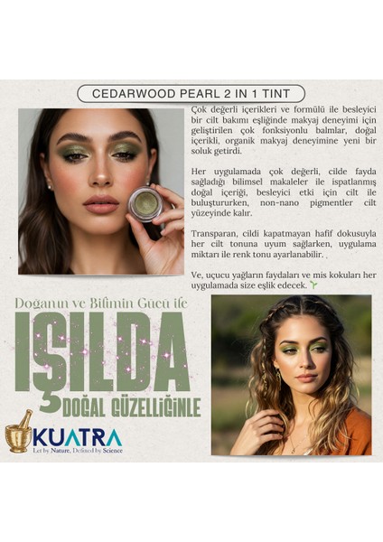 Cedarwood Pearl Krem Far, Eyeliner Doğal Içerikli, (Makyaj Beraberinde Çok Değerli Besleyici Cilt Bakımı)