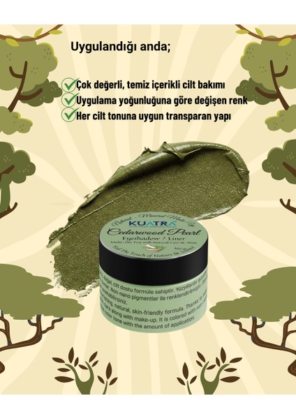 Cedarwood Pearl Krem Far, Eyeliner Doğal Içerikli, (Makyaj Beraberinde Çok Değerli Besleyici Cilt Bakımı)