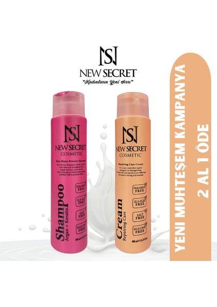 Cosmetic -Rice Water Protein Shampoo + Repairing Care Creem