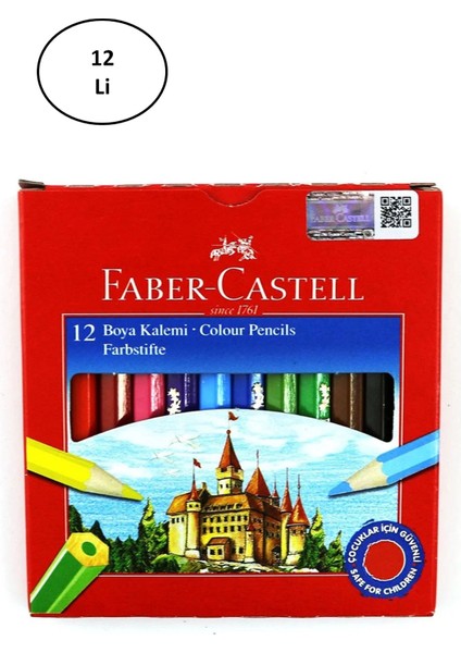 Faber Castell Karton Kutu Boya Kalemi 12 Renk Yarım Boy 12'li