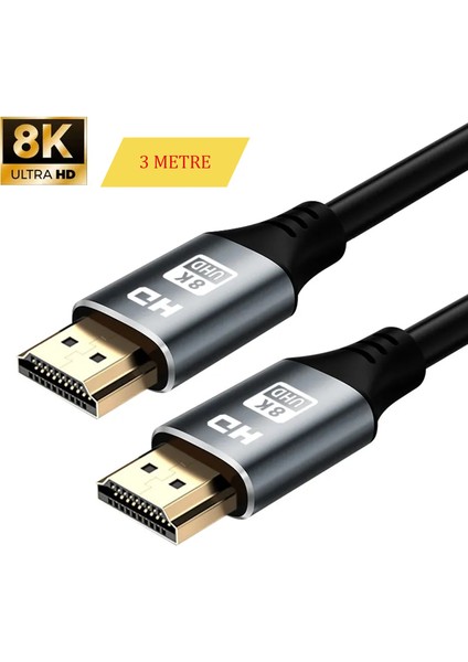Ultra Hd 8k Alüminyum Başlıklı HDMI To HDMI Kablo 3 Metre - AL5084