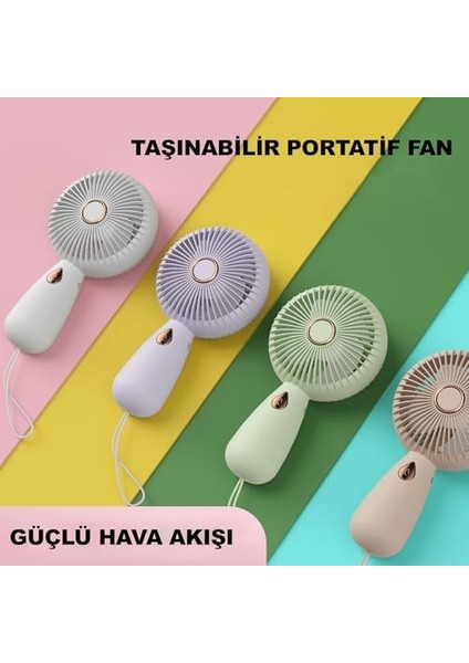 Mini Vantilatör Şarjlı Yüksek Fan Gücü Tutmalı Fan Mini Fan Vantilatör Işıklı Vantilatör Taşınabilir Vantilatör Taşınabilir Fan Şarj Edilebilir Fan Asorti Renk