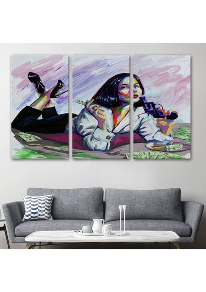 Silahlı Gangster Kız Pop Art Dekoratif Duvar TABLOSU-3530 modelleri