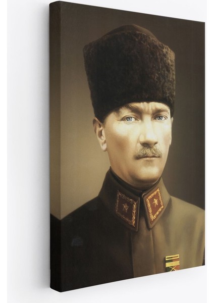 Atatürk Portre Tablosu Mustafa Kemal Atatürk Dikdörtgen Dekoratif Kanvas Tablo-Ck-61