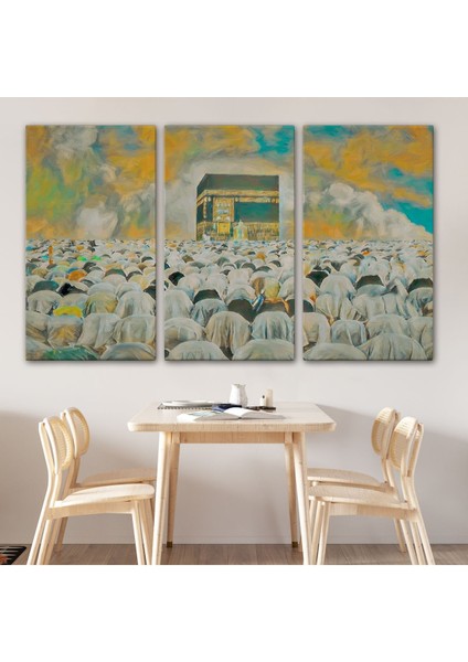 Mekke Kabe'de Kılınan Namazın Muhteşem Görüntüsü Kanvas TABLO-5052 modelleri