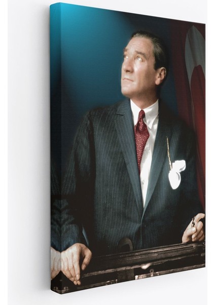 Atatürk Portre Tablosu Mustafa Kemal Atatürk Dikdörtgen Dekoratif Kanvas Tablo-Co-64