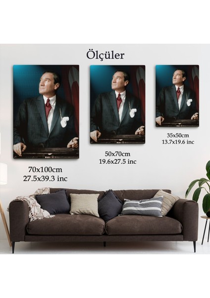 Atatürk Portre Tablosu Mustafa Kemal Atatürk Dikdörtgen Dekoratif Kanvas Tablo-Co-64