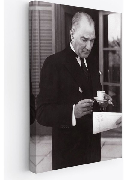 Atatürk Portre Tablosu Mustafa Kemal Atatürk Dikdörtgen Dekoratif Kanvas TABLO-FR-141