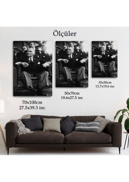 Atatürk Portre Tablosu Mustafa Kemal Atatürk Dikdörtgen Dekoratif Kanvas Tablo-Cş-71
