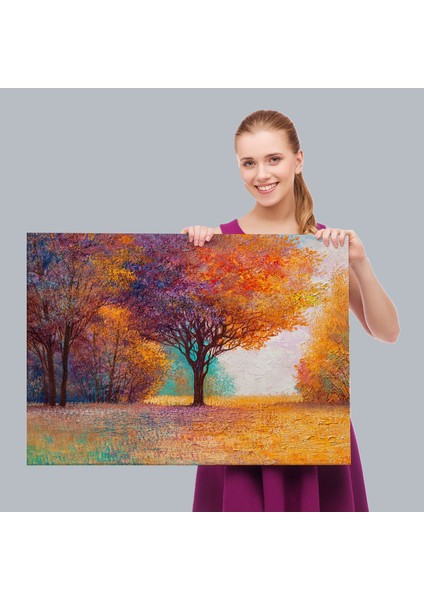 Sonbahar Manzarası Yağlıboya Görünüm Dekoratif Kanvas Duvar TABLOSU-3748 fırsatları