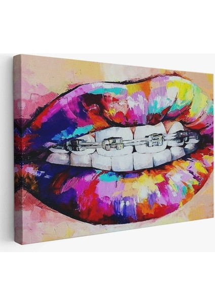 Diş Teli ve Renkli Dudaklar Graffti TABLOSU-6651