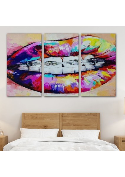 Diş Teli ve Renkli Dudaklar Graffti TABLOSU-6651 modelleri