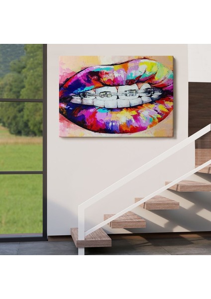 Diş Teli ve Renkli Dudaklar Graffti TABLOSU-6651 indirimleri