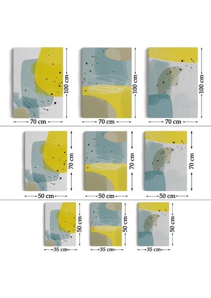 Soyut Renkli Sürreal Şekiller Dekoratif Duvar Tablosu Üçlü SET-EJ-109 fırsatları